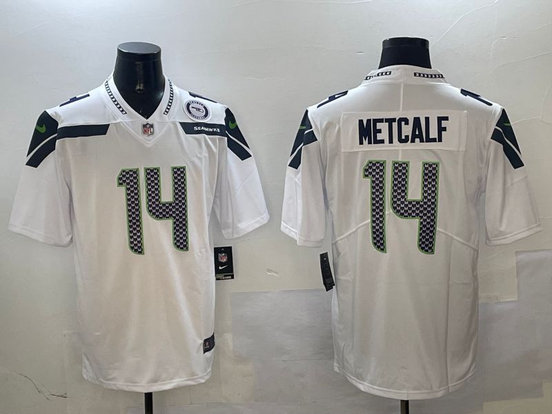 Men Seattle Seahawks #14 Metcalf White Second generation 2025 Nike Limited NFL Jersey style 2